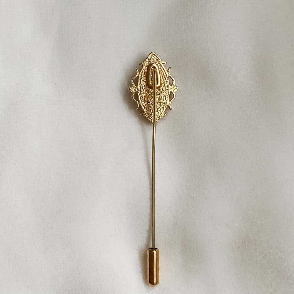 Vtg Coral Peach Cameo Hat Pin Brooch - image 6